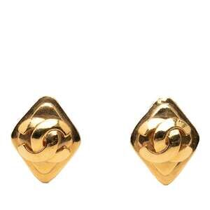 CHANEL Coco Mark Earrings, Gold Plated, Women's,